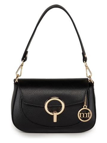 Mia Tomazzi Leren schoudertas "Ceresio" zwart - (B)22 x (H)14 x (D)4,5 cm