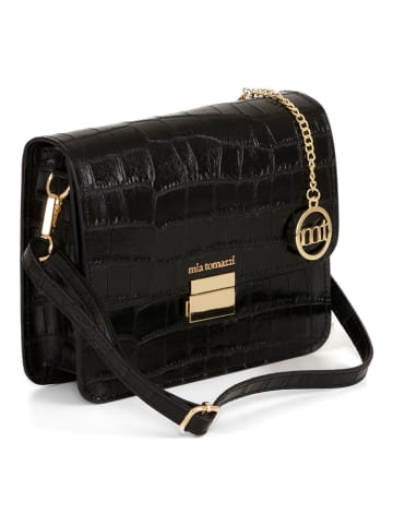 Mia Tomazzi Leder-Umhängetasche in Schwarz - (B)23 x (H)18 x (T)7 cm