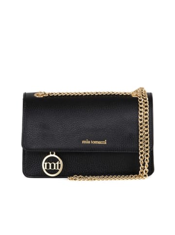 Mia Tomazzi Leren schoudertas "Bagarotti" zwart - (B)19 x (H)15 x (D)9 cm