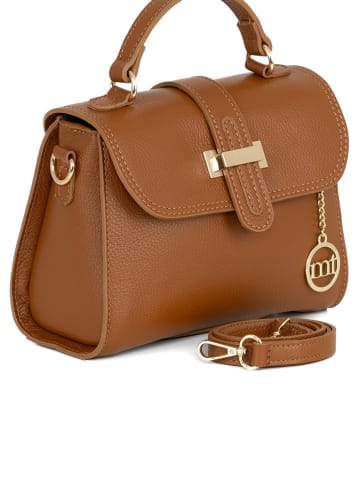 Mia Tomazzi Leren handtas "Diomede" lichtbruin - (B)24 x (H)20 x (D)12 cm