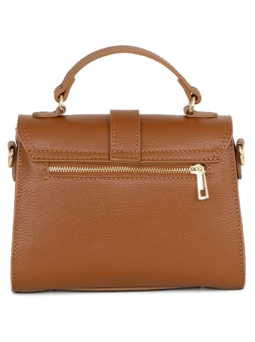 Mia Tomazzi Leren handtas "Diomede" lichtbruin - (B)24 x (H)20 x (D)12 cm