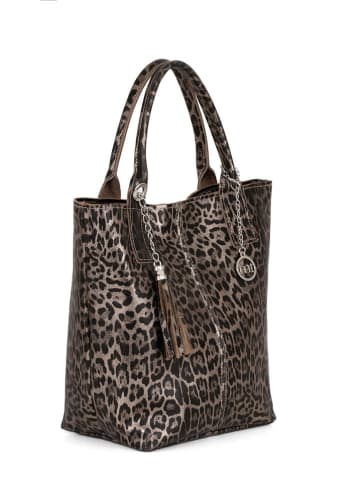 Mia Tomazzi Leder-Shopper "Barozzi" in Taupe - (B)31 x (H)36 x (T)20 cm