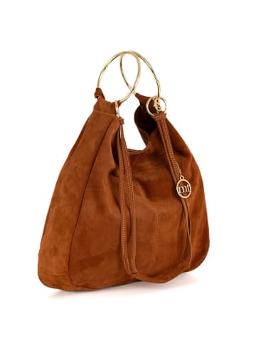 Mia Tomazzi Leren handtas "Tarabella" lichtbruin - (B)34 x (H)30 x (D)11 cm