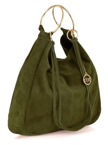 Mia Tomazzi Leren schoudertas ''Tarabella'' groen - (B)34 x (H)30 x (D)11 cm