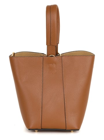 Mia Tomazzi Skórzana torebka w kolorze jasnobrązowym - 15 x 21 x 15 cm