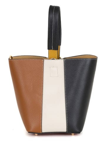 Mia Tomazzi Leder-Henkeltasche in Schwarz/ Hellbraun - (B)15 x (H)21 x (T)15 cm