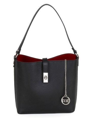 Mia Tomazzi Leren schoudertas zwart - (B)25 x (H)24 x (D)11 cm