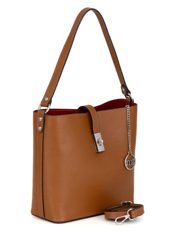 Mia Tomazzi Leren schoudertas ''Cannobio'' lichtbruin - (B)25 x (H)24 x (D)11 cm