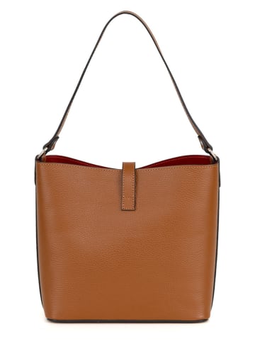 Mia Tomazzi Leder-Schultertasche ''Cannobio'' in Hellbraun - (B)25 x (H)24 x (T)11 cm