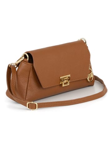 Mia Tomazzi Leder-Umhängetasche ''Berbera'' in Hellbraun - (B)27 x (H)16 x (T)8 cm
