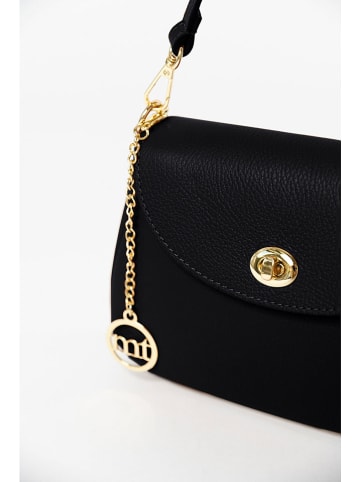 Mia Tomazzi Leder-Umhängetasche "Evaristo" in Schwarz - (B)23 x (H)16 x (T)6 cm