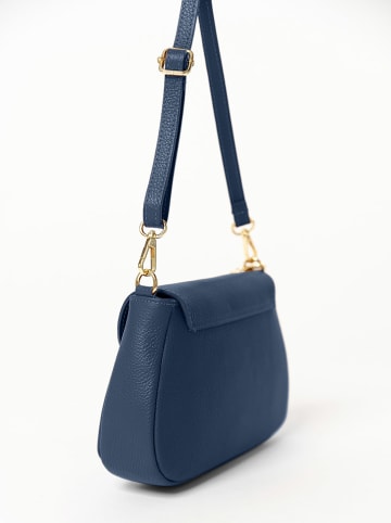 Mia Tomazzi Leren schoudertas "Evaristo" donkerblauw - (B)23 x (H)16 x (D)6 cm