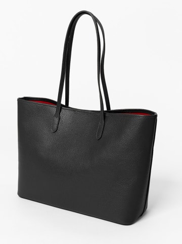 Mia Tomazzi Leder-Schultertasche "Bassini" in Schwarz - (B)39 x (H)29 x (T)14 cm