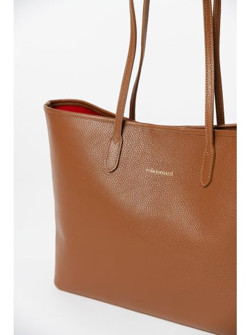 Mia Tomazzi Leder-Schultertasche in Hellbraun - (B)39 x (H)29 x (T)14 cm