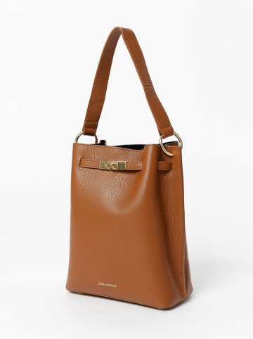 Mia Tomazzi Leder-Schultertasche in Hellbraun - (B)23 x (H)30 x (T)12 cm