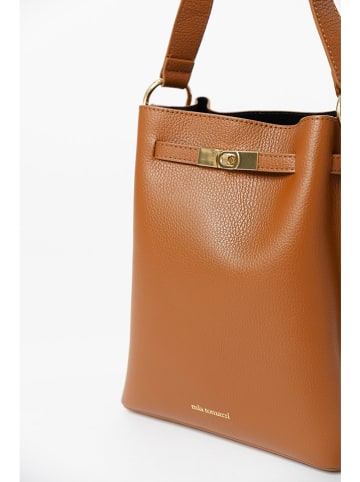 Mia Tomazzi Leder-Schultertasche in Hellbraun - (B)23 x (H)30 x (T)12 cm