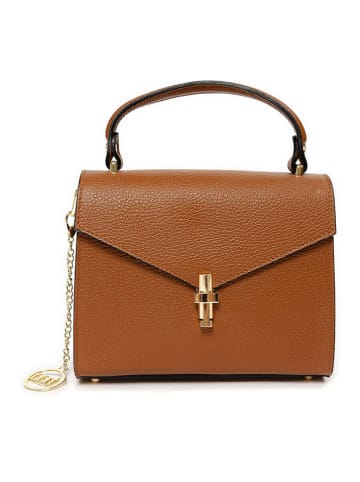 Mia Tomazzi Leren schoudertas ''Barzini'' lichtbruin - (B)27 x (H)16 x (D)8 cm