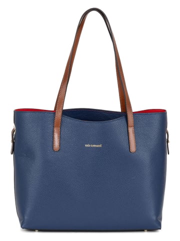 Mia Tomazzi Leren schoudertas ''Lussino'' blauw - (B)35 x (H)30 x (D)15 cm