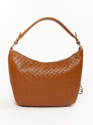 Mia Tomazzi Leren schoudertas "Cabrini" lichtbruin - (B)28 x (H)20 x (D)8 cm