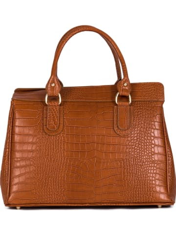 Mia Tomazzi Leder-Henkeltasche "Rezia" in Camel - (B)36 x (H)28 x (T)18 cm