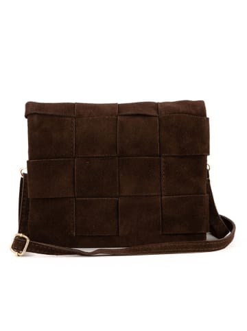 Mia Tomazzi Leder-Umhängetasche "Empoli" in Dunkelbraun - (B)23 x (H)17 x (T)5 cm