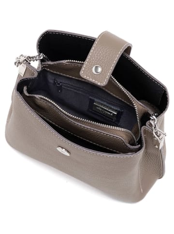 Mia Tomazzi Leder-Umhängetasche "Cipria" in Taupe - (B)21 x (H)17 x (T)10 cm