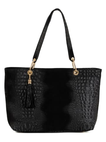 Mia Tomazzi Leren shopper "Cilento" zwart - (B)42 x (H)58 x (D)14 cm