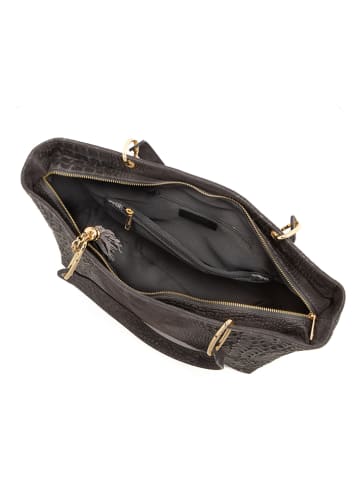 Mia Tomazzi Leren shopper donkergrijs - (B)58 x (H)42 x (D)14 cm