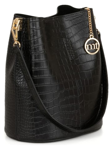 Mia Tomazzi Leder-Schultertasche in Schwarz - (B)28 x (H)26 x (T)10 cm
