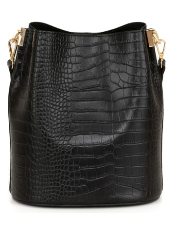 Mia Tomazzi Leren schoudertas zwart - (B)28 x (H)26 x (D)10 cm