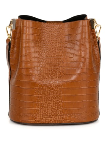 Mia Tomazzi Skórzana torebka w kolorze jasnobrązowym - 28 x 26 x 10 cm