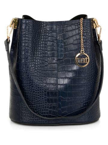 Mia Tomazzi Leren schoudertas donkerblauw - (B)28 x (H)26 x (D)10 cm