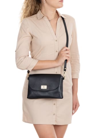 Mia Tomazzi Leder-Umhängetasche "Masaniello" in Schwarz - (B)25 x (H)19 x (T)2 cm