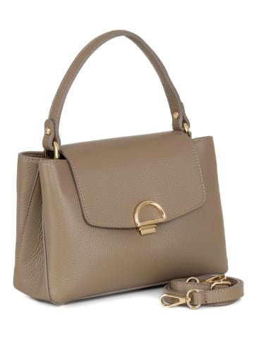 Mia Tomazzi Skórzana torebka "Ingegnoli" w kolorze beżowym - 25 x 19 x 9 cm