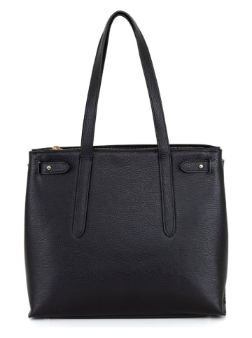 Mia Tomazzi Leren schoudertas ''Fioravanti'' zwart - (B)33 x (H)28 x (D)11 cm