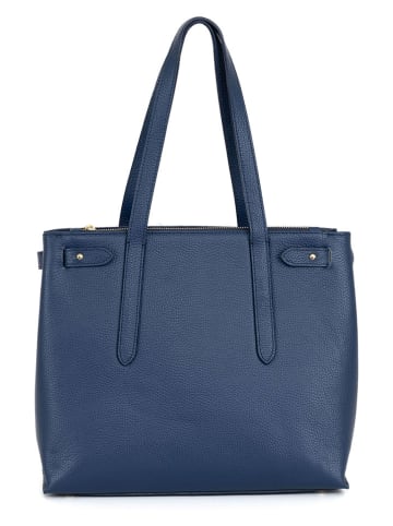 Mia Tomazzi Skórzana torebka "Fioravanti" w kolorze niebieskim - 33 x 28 x 11 cm