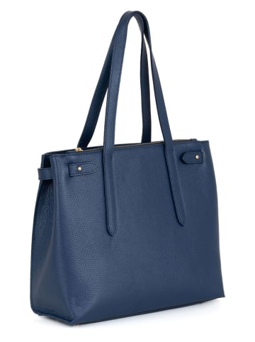 Mia Tomazzi Skórzana torebka "Fioravanti" w kolorze niebieskim - 33 x 28 x 11 cm