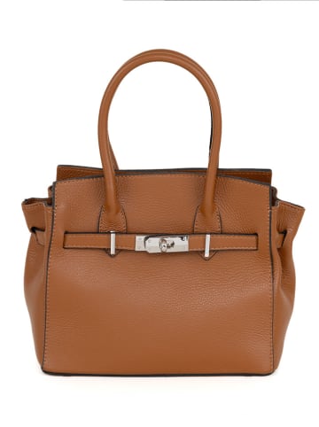 Mia Tomazzi Leder-Henkeltasche "Fraccaroli" in Hellbraun - (B)24 x (H)21 x (T)12 cm