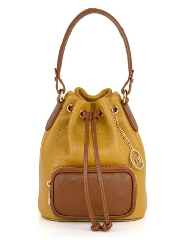 Mia Tomazzi Leder-Henkeltasche ''Moltrasio'' in Gelb - (B)19 x (H)23 x (T)15 cm
