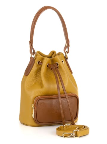 Mia Tomazzi Leder-Henkeltasche ''Moltrasio'' in Gelb - (B)19 x (H)23 x (T)15 cm