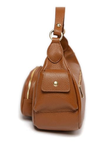 Mia Tomazzi Skórzana torebka "Bechi" w kolorze jasnobrązowym - 32 x 19 x 12 cm