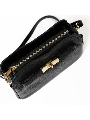 Mia Tomazzi Leder-Umhängetasche "Bentivoglio" in Schwarz- (B)24 x (H)16 x (T)9 cm