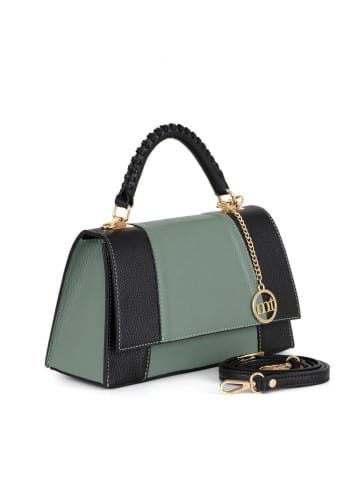 Mia Tomazzi Leder-Henkeltasche "Livenza" in Schwarz/ Grün - (B)26 x (H)16 x (T)9 cm