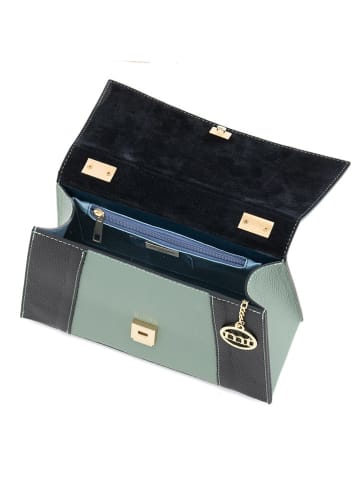 Mia Tomazzi Skórzana torebka "Livenza" w kolorze zielono-czarnym - 26 x 16 x 9 cm