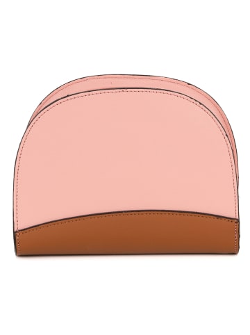 Mia Tomazzi Leder-Umhängetasche "Cassala" in Rosa/ Hellbraun - (B)22 x (H)18 x (T)2 cm