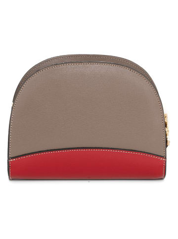 Mia Tomazzi Leren schoudertas "Cassala" taupe/rood - (B)23 x (H)19 x (D)9 cm