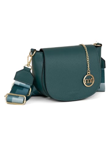 Mia Tomazzi Leder-Umhängetasche "Barletta" in Petrol - (B)19 x (H)17 x (T)6,5 cm