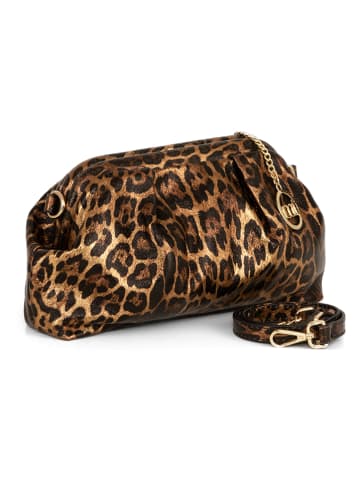 Mia Tomazzi Leder-Umhängetasche "Bainsizza" in Camel/ Beige - (B)30 x (H)17 x (T)10 cm