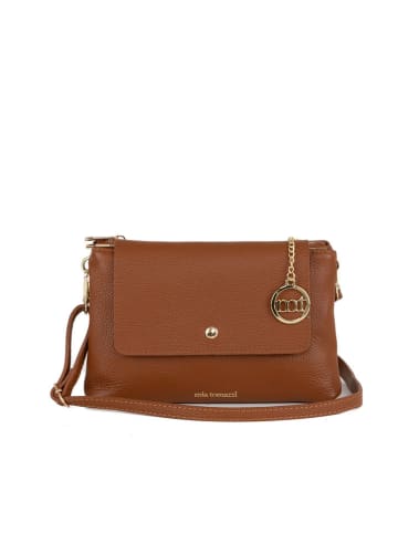 Mia Tomazzi Skórzana torebka "Fonzaso" w kolorze jasnobrązowym - 24 x 16 x 8 cm