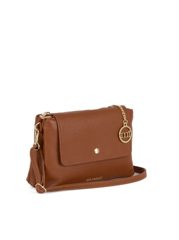 Mia Tomazzi Leren schoudertas "Fonzaso" lichtbruin - (B)24 x (H)16 x (D)8 cm